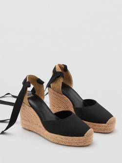 Mango Ona Slip-On Closed Toe Wedges - view 2, Black/Multi