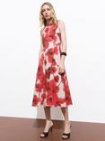 Mango Aquare Abstract Floral Midi Dress, Beige/Multi