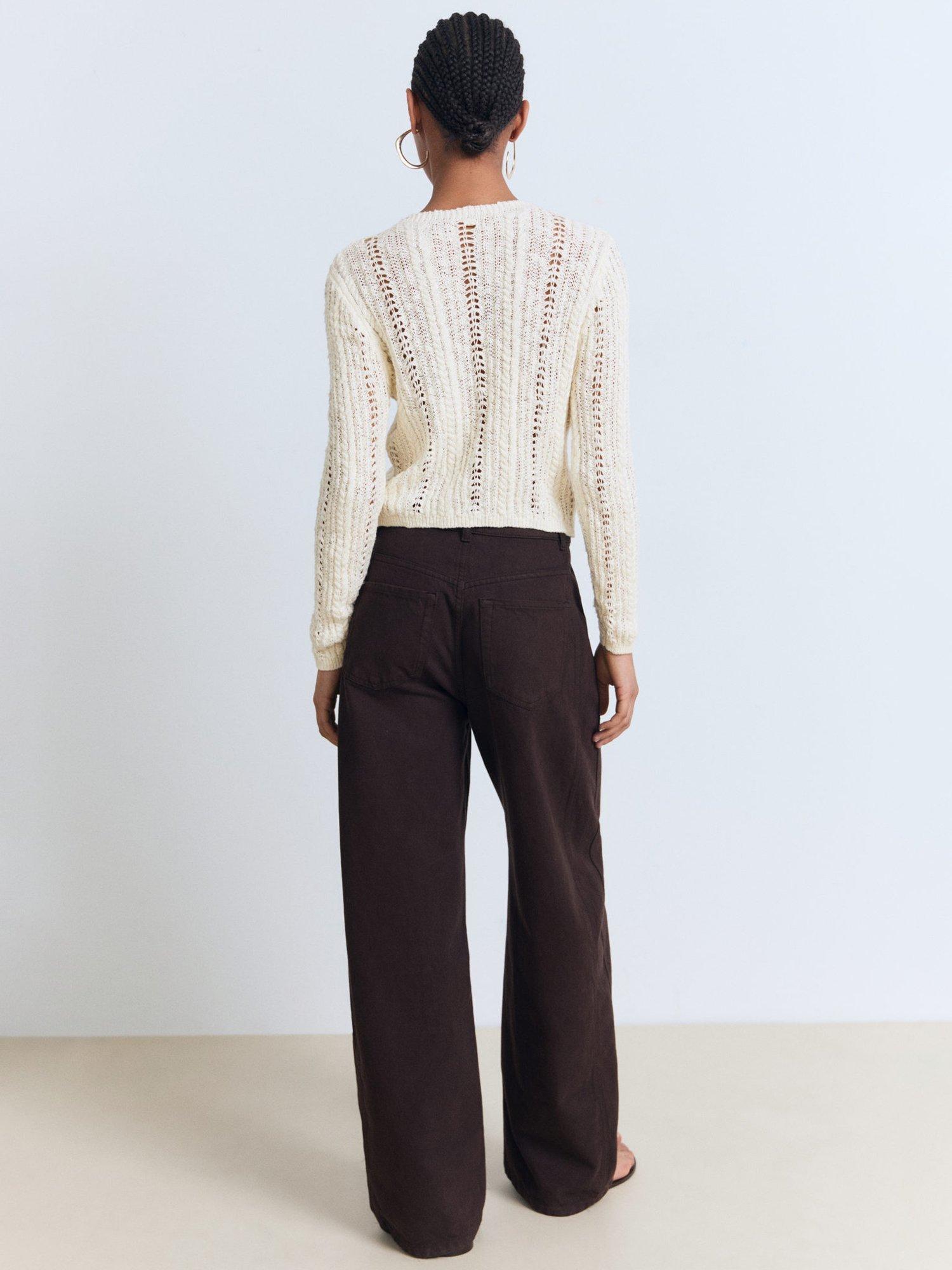 Product image 4 of 7, which shows Mango Mira Open Knit Cardigan, Light Beige, L