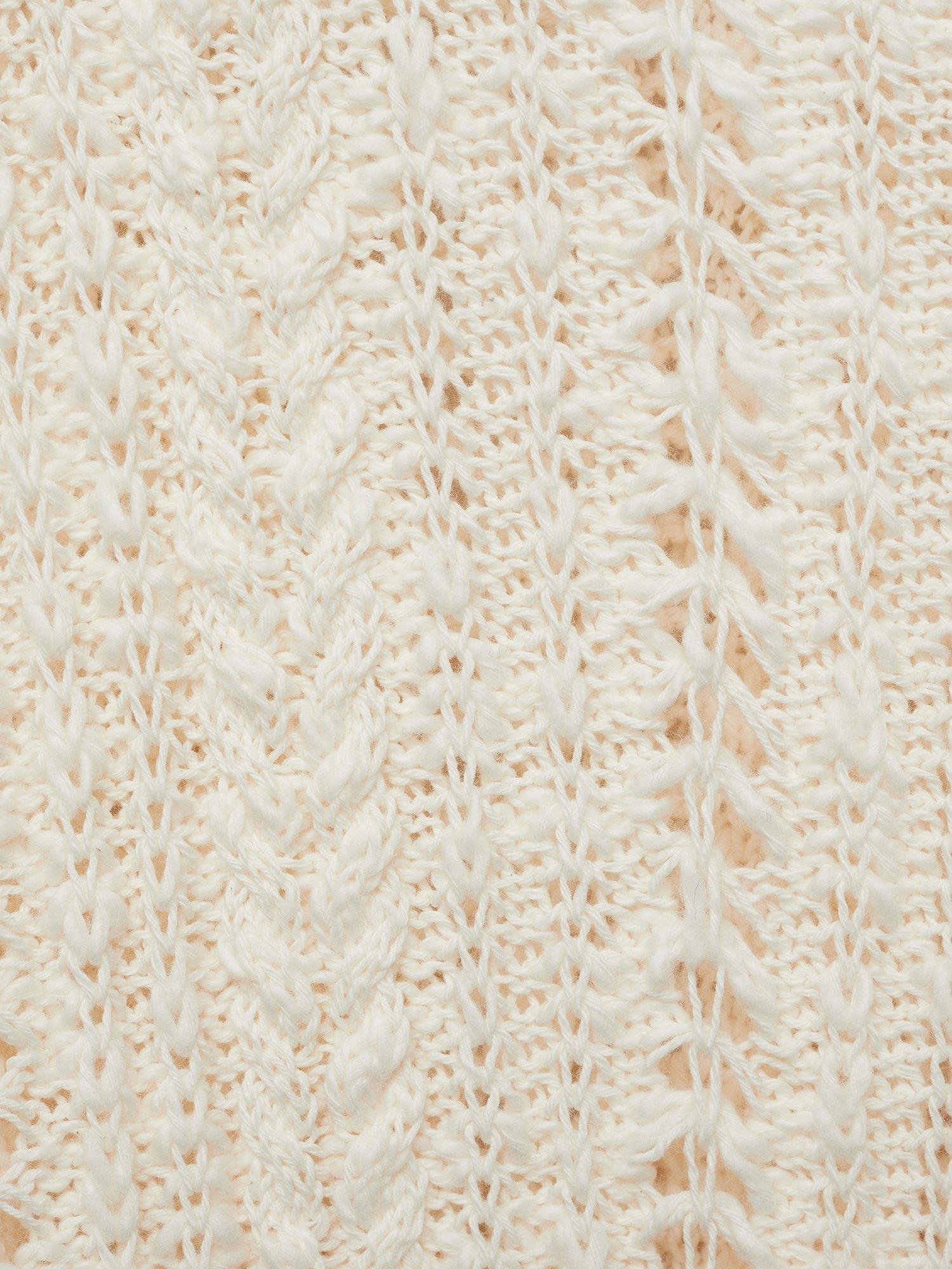 Product image 5 of 7, which shows Mango Mira Open Knit Cardigan, Light Beige, L