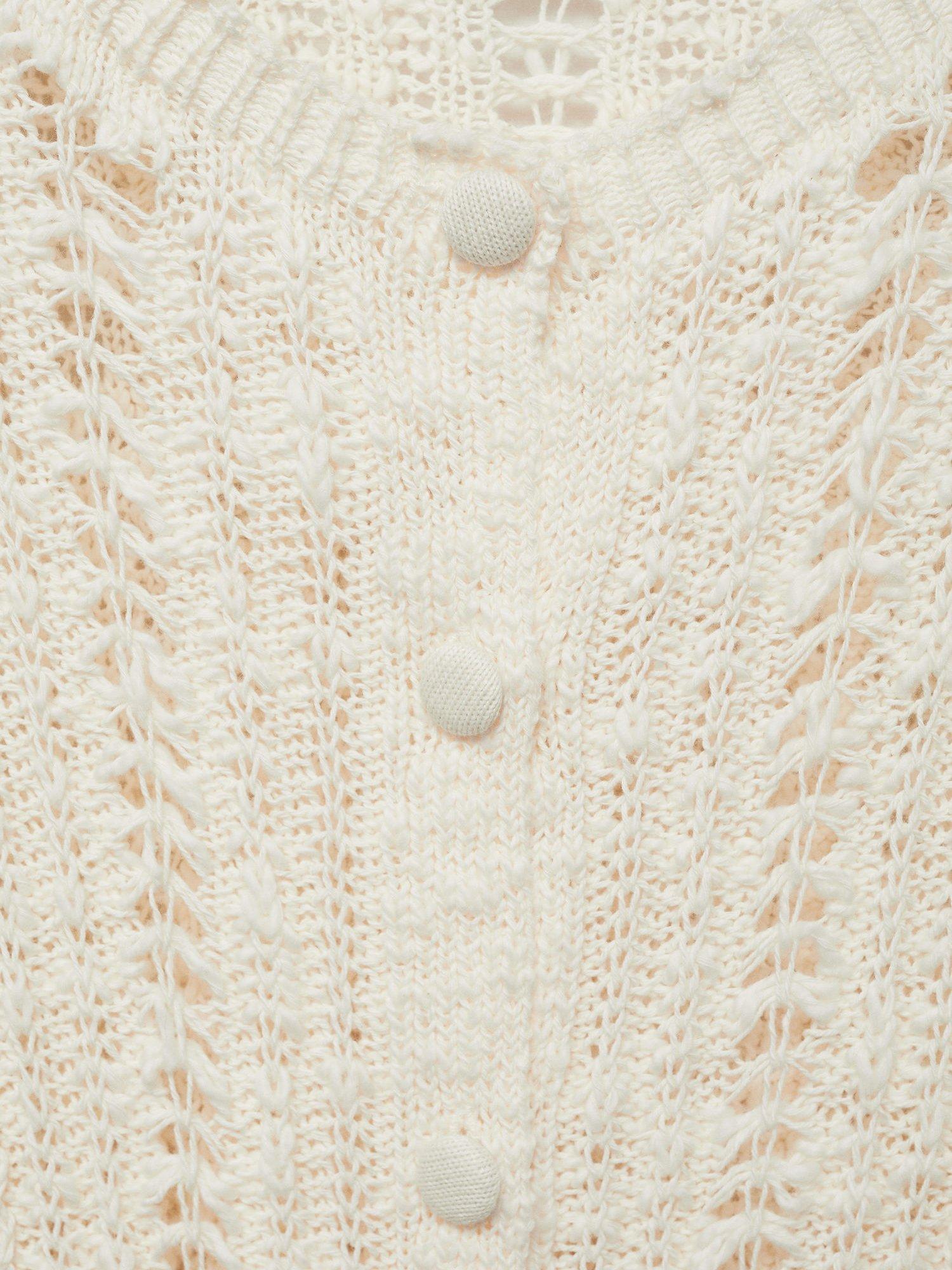 Product image 7 of 7, which shows Mango Mira Open Knit Cardigan, Light Beige, L