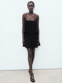 Mango Capipota Flounce Mini Dress, Black - view 2, Black