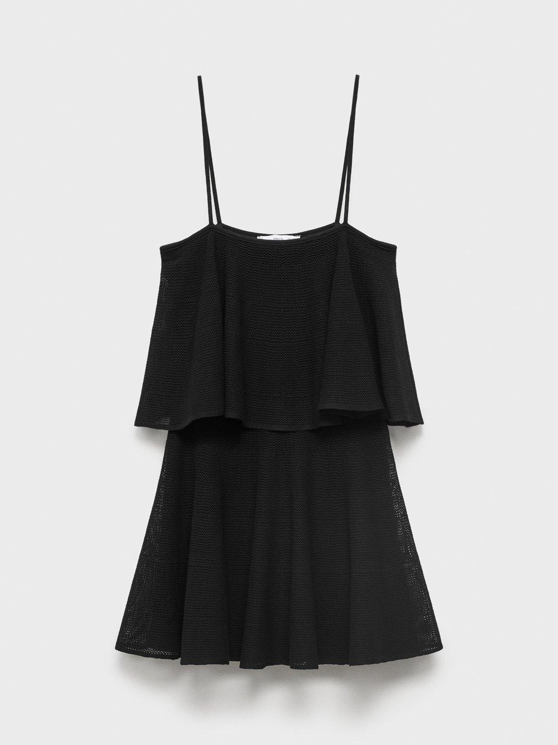 Product image 3 of 8, which shows Mango Capipota Flounce Mini Dress, Black, 10