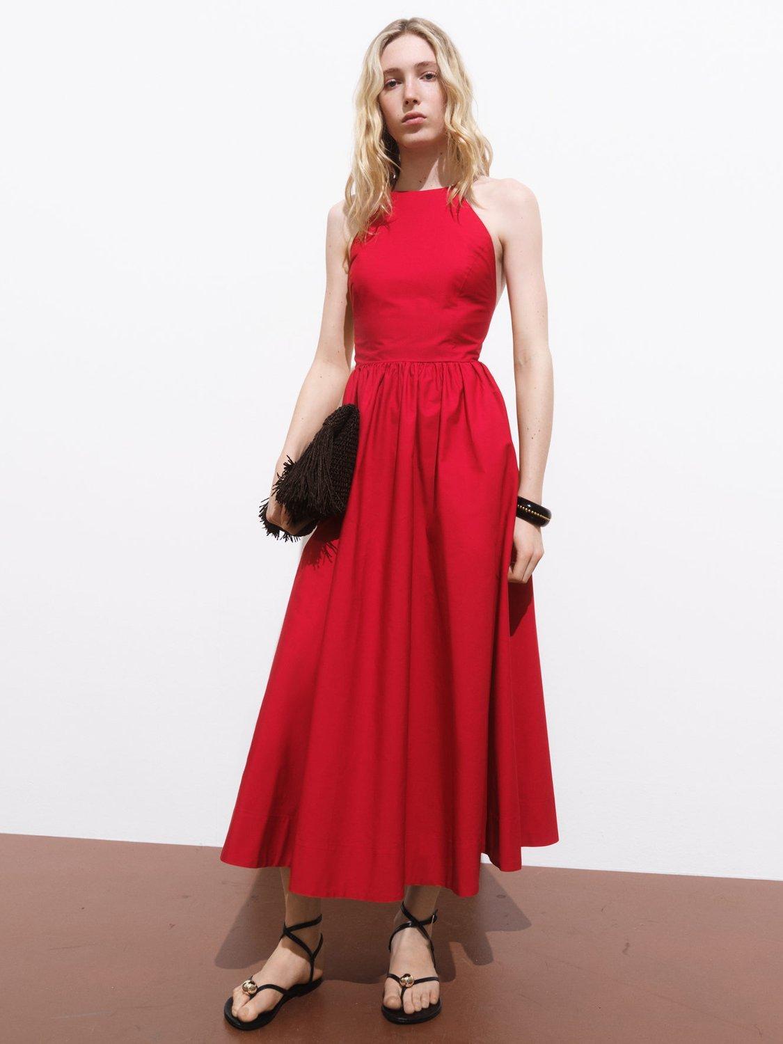 Product image 1 of 6, which shows Mango Audrey Wrap Back Maxi Dress, Red, 8