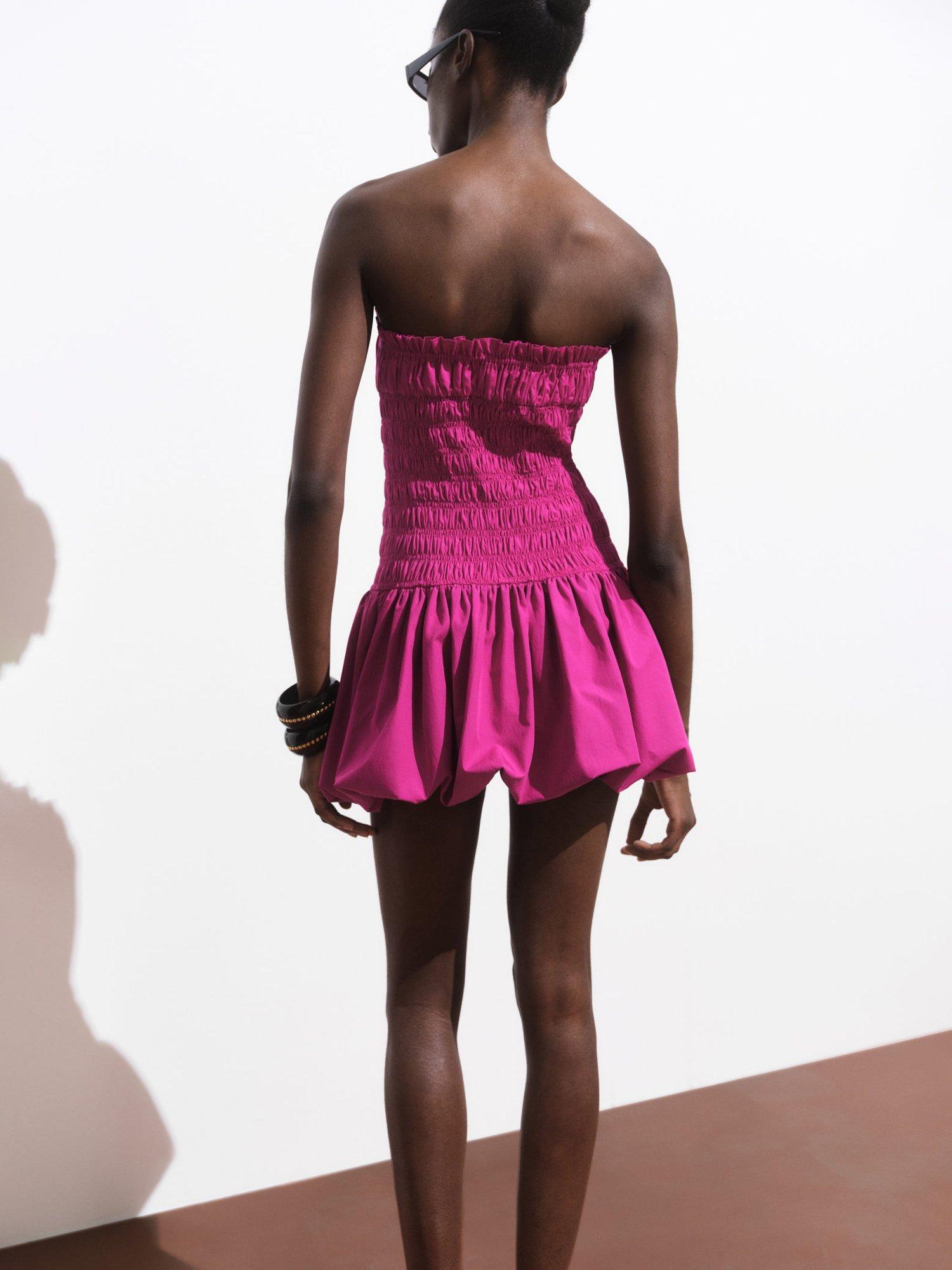 Product image 4 of 9, which shows Mango Clara Cotton Blend Mini Dress, Bright Pink, 10