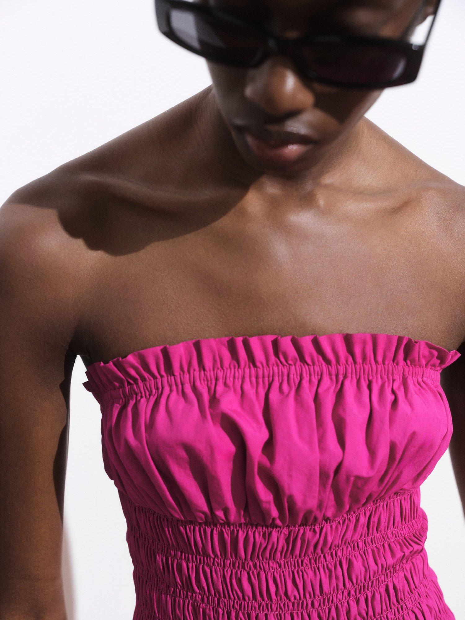 Product image 6 of 9, which shows Mango Clara Cotton Blend Mini Dress, Bright Pink, 10