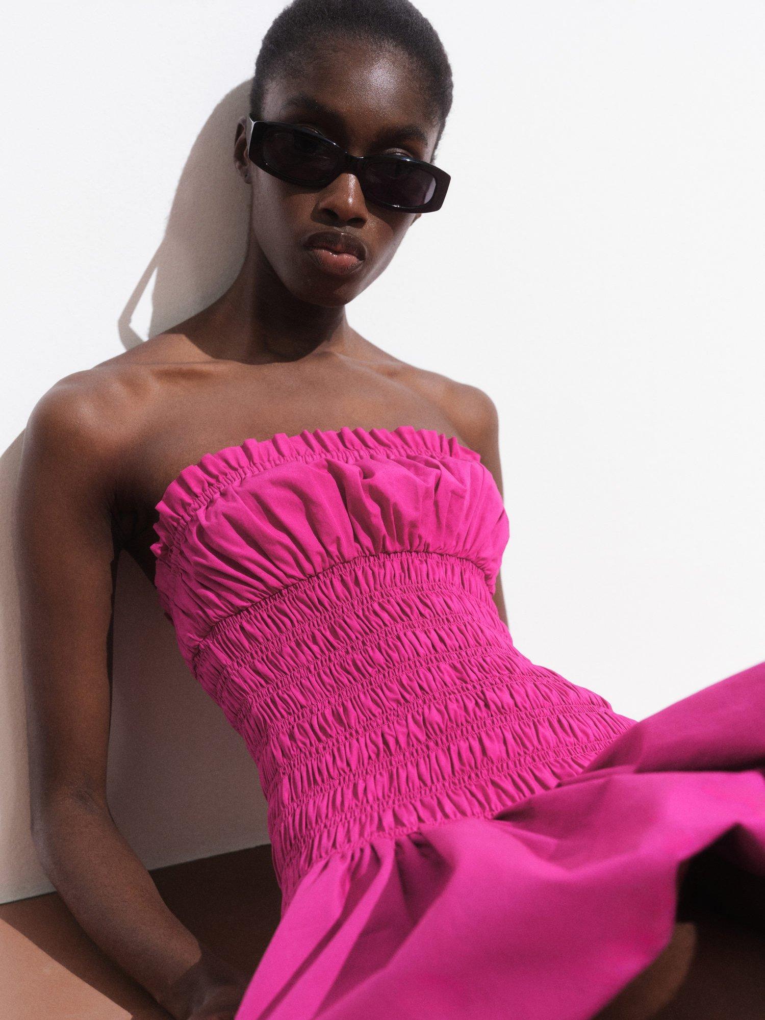 Product image 7 of 9, which shows Mango Clara Cotton Blend Mini Dress, Bright Pink, 10