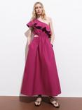 Mango Cuty One Shoulder Cotton Maxi Dress