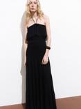 Mango Divi Strappy Ruffle Maxi Dress, Black