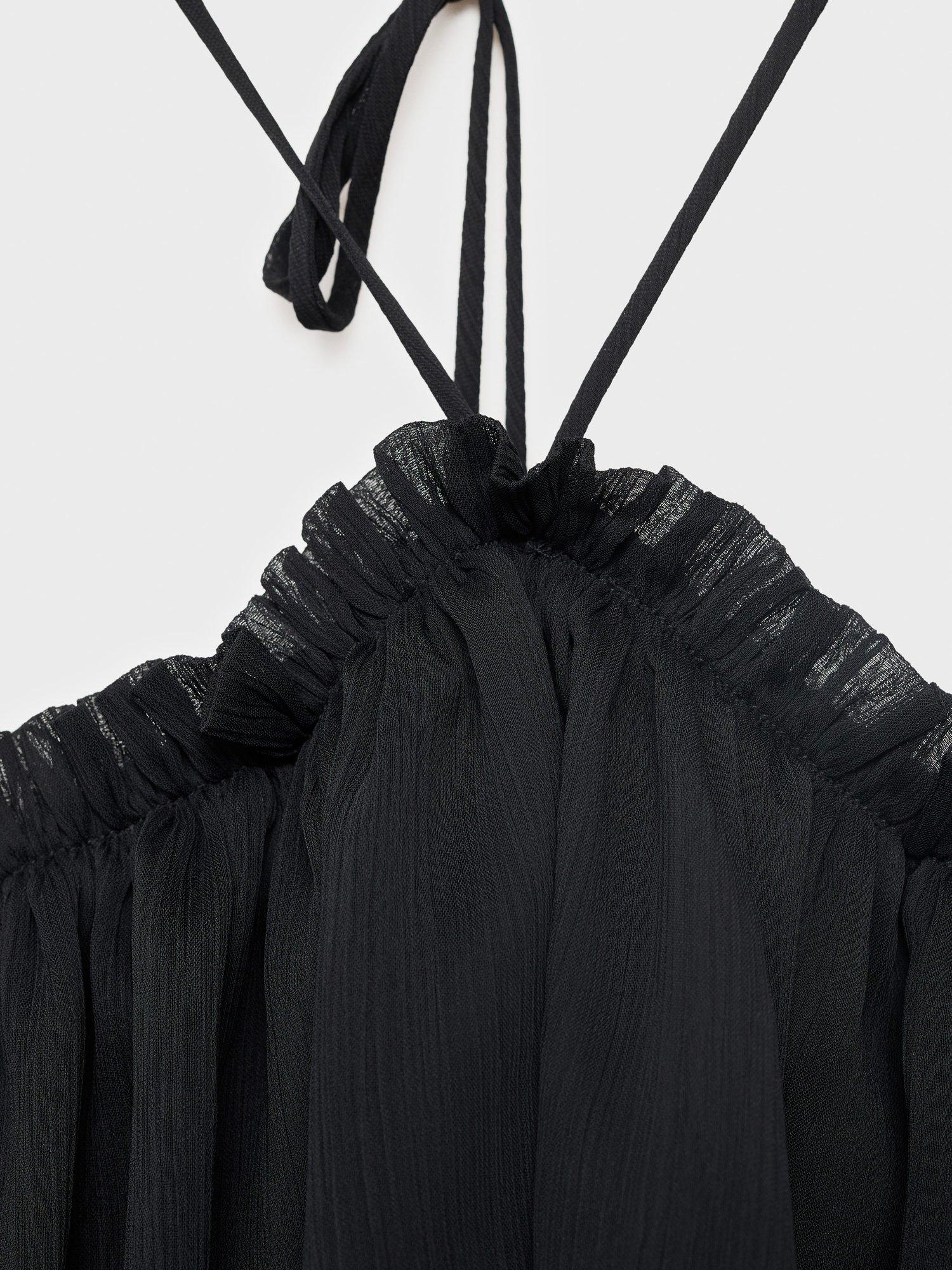 Product image 5 of 7, which shows Mango Divi Strappy Ruffle Maxi Dress, Black, 10