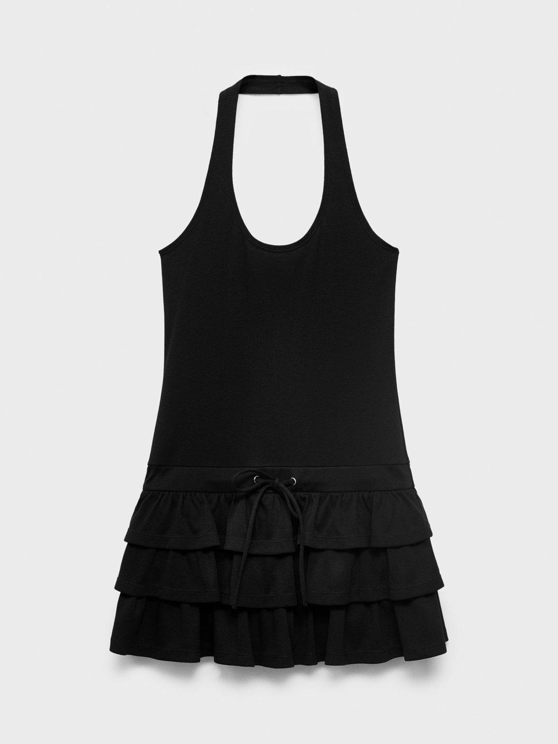 Product image 3 of 8, which shows Mango Giuseppe Ruffle Mini Dress, Black, 10