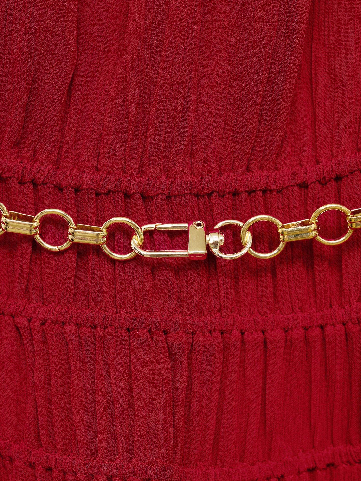 Product image 5 of 7, which shows Mango Michelle Sleeveless Asymmetric Neck Mini Dress, Dark Red, 10