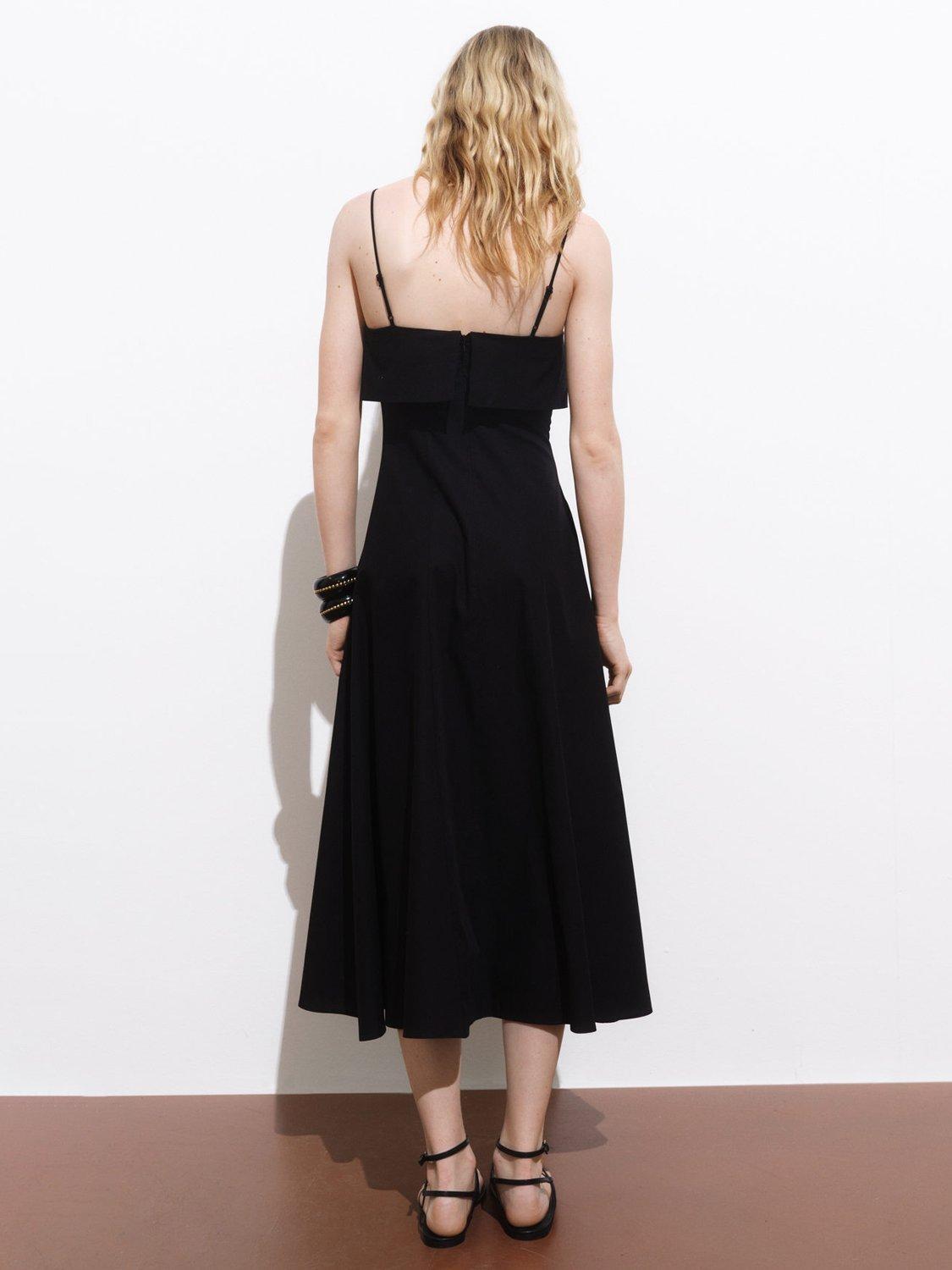 Product image 4 of 7, which shows Mango Nicola Flared Ruffle Midi Dress, Black, 10
