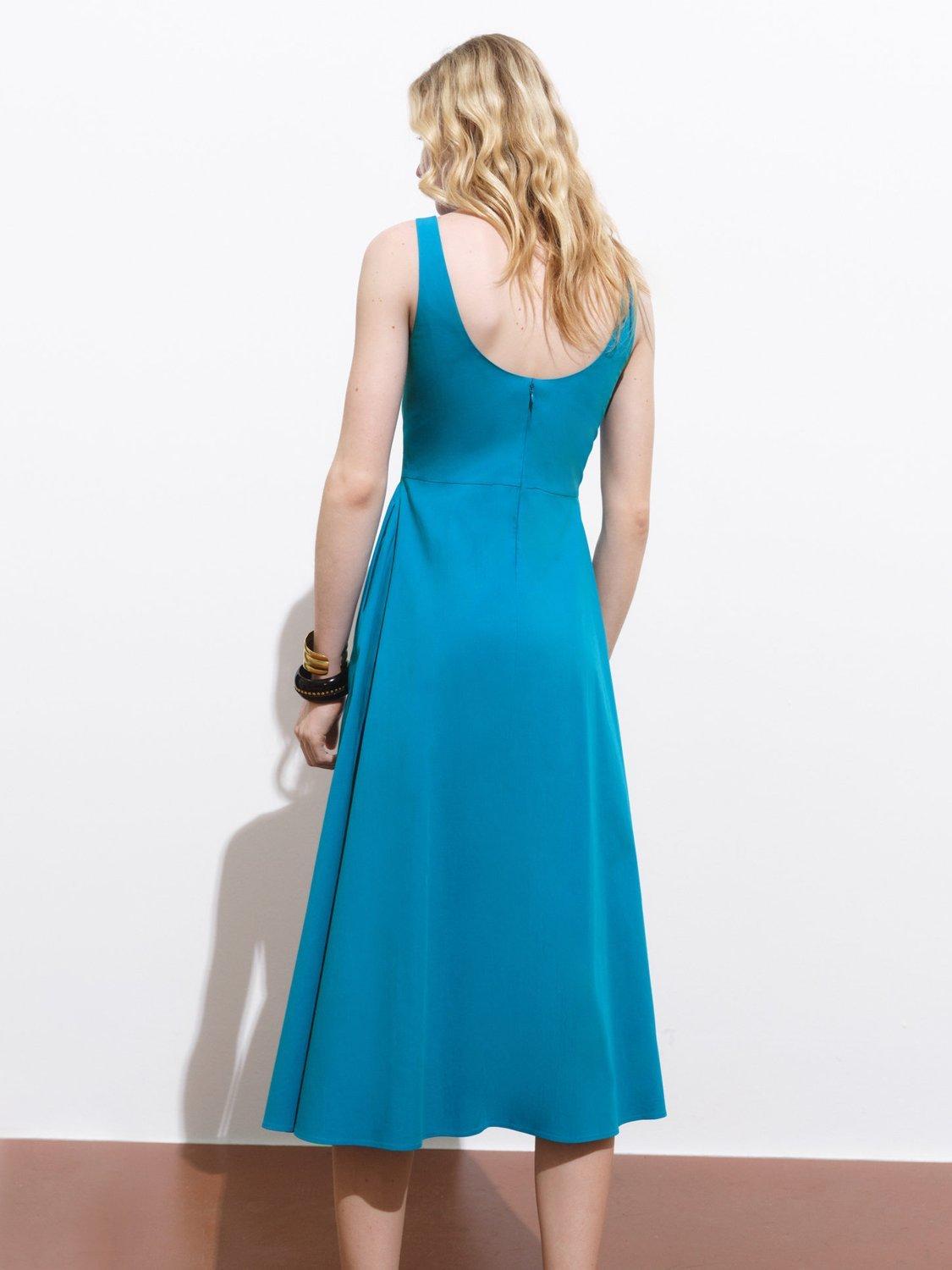 Product image 7 of 7, which shows Mango Nicole Sleeveless Cotton Blend Midi Dress, Medium Blue, 20