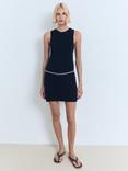 Mango Rallado Knit Mini Dress, Navy