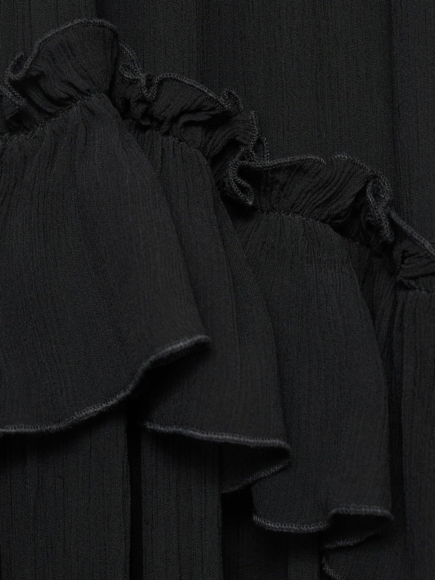 Product image 7 of 7, which shows Mango Selene Ruffle Maxi Dress, Black, 6