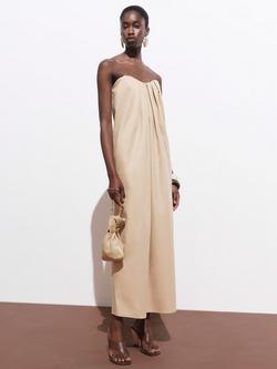 Mango Stefania Strapless Midi Dress, Medium Brown - view 2, Medium Brown