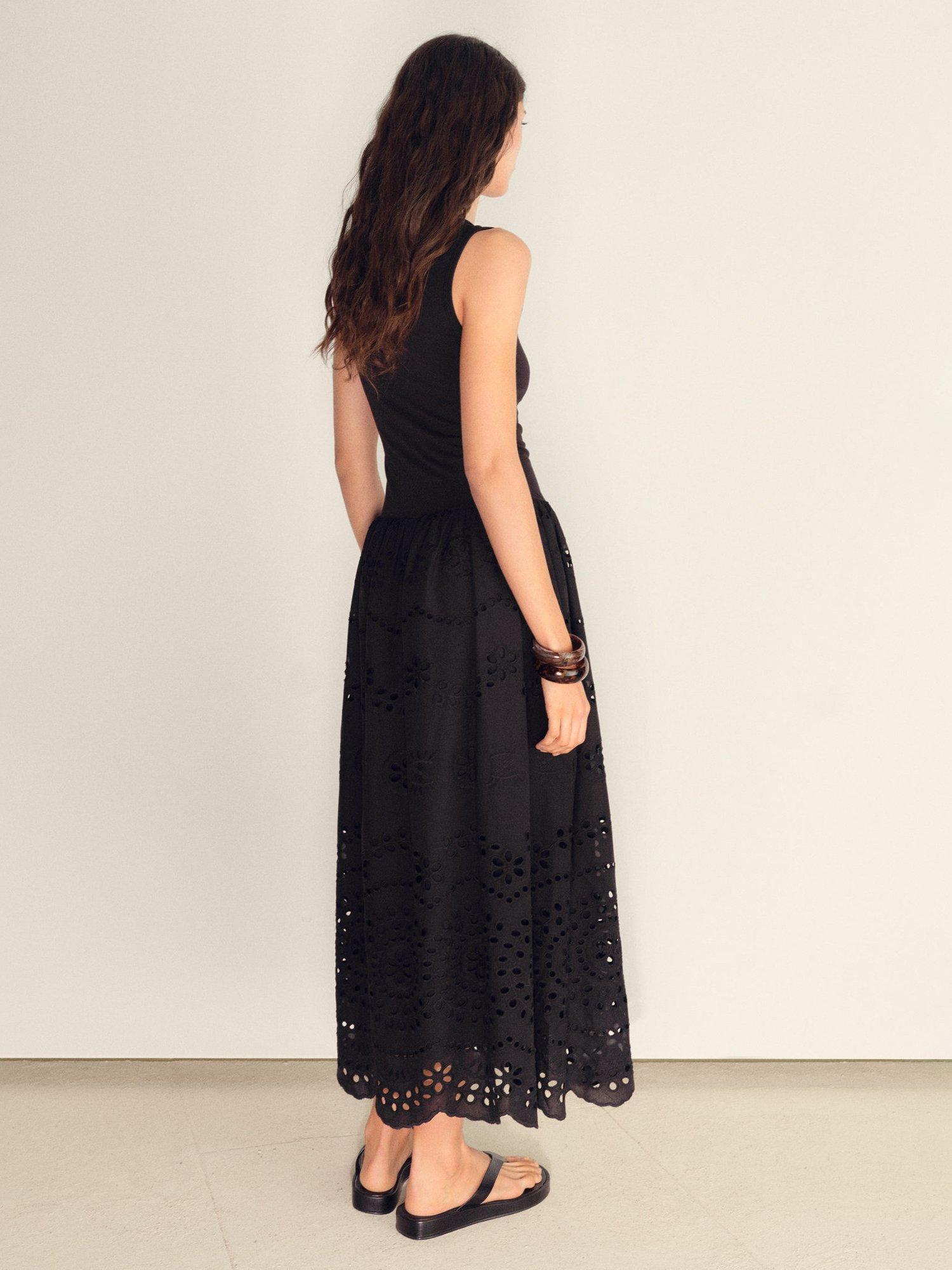 Product image 4 of 8, which shows Mango Toad Embroidered Cut Out Midi Dress, Black, 10