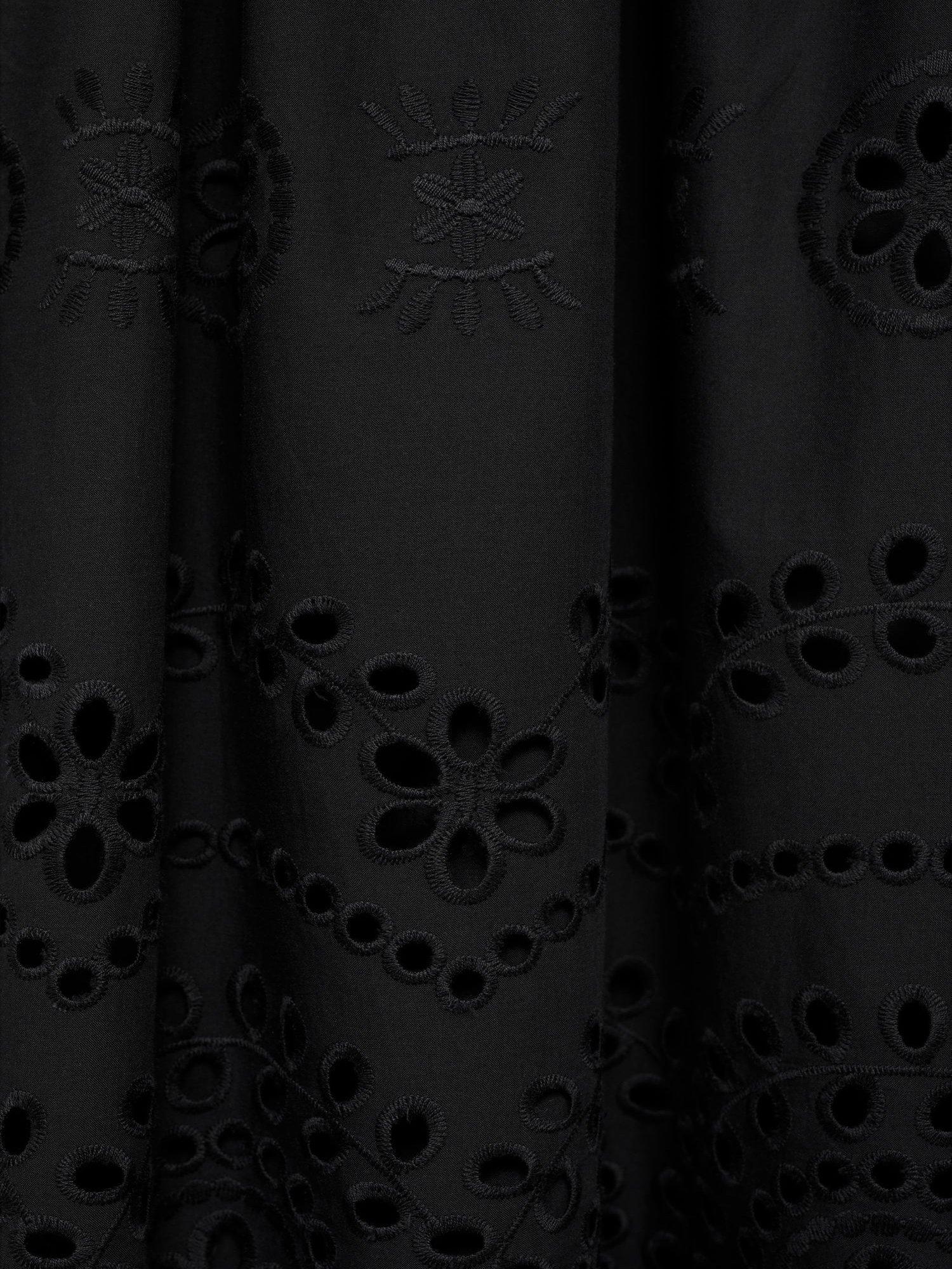 Product image 5 of 8, which shows Mango Toad Embroidered Cut Out Midi Dress, Black, 10