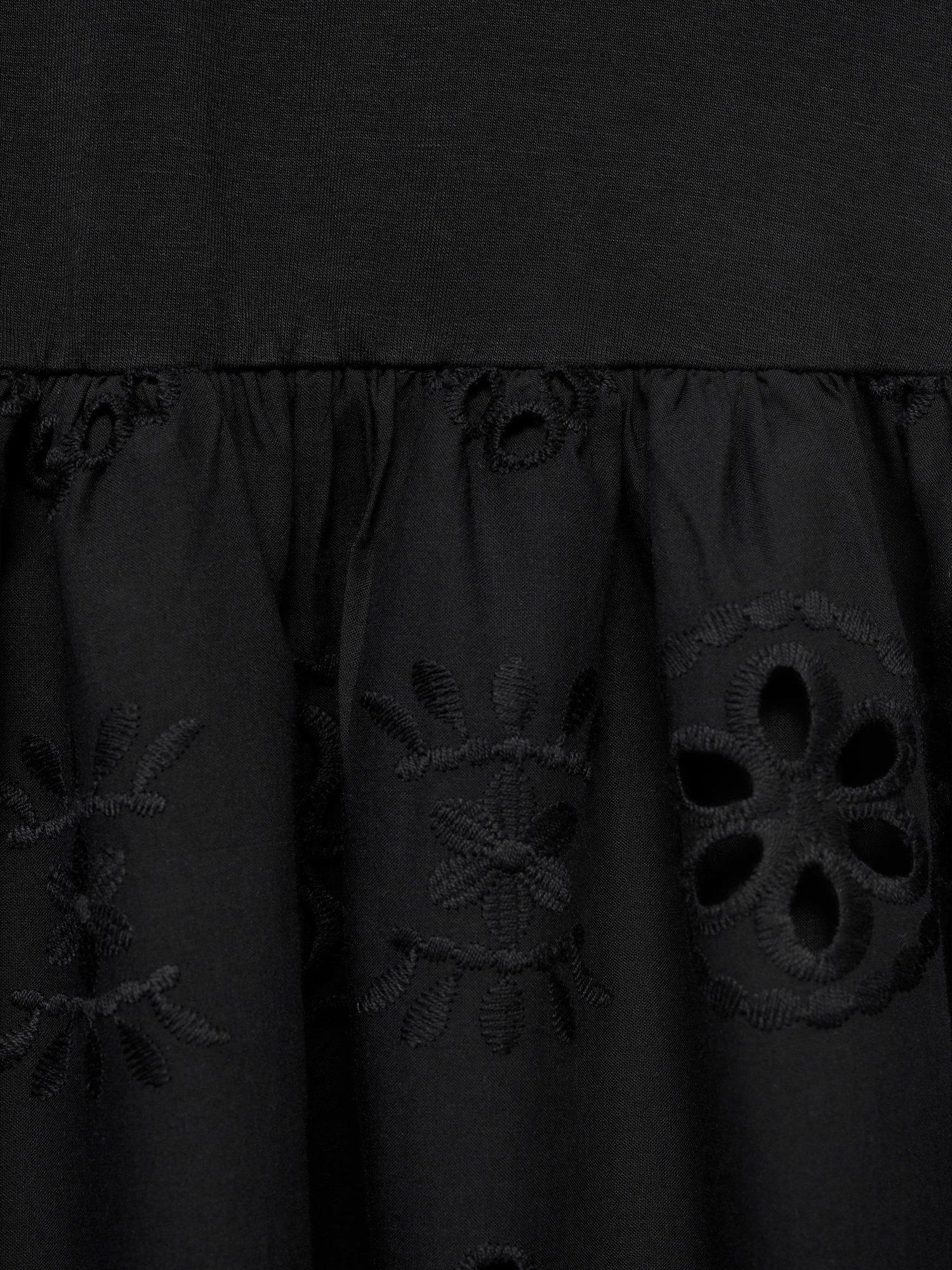 Product image 8 of 8, which shows Mango Toad Embroidered Cut Out Midi Dress, Black, 10
