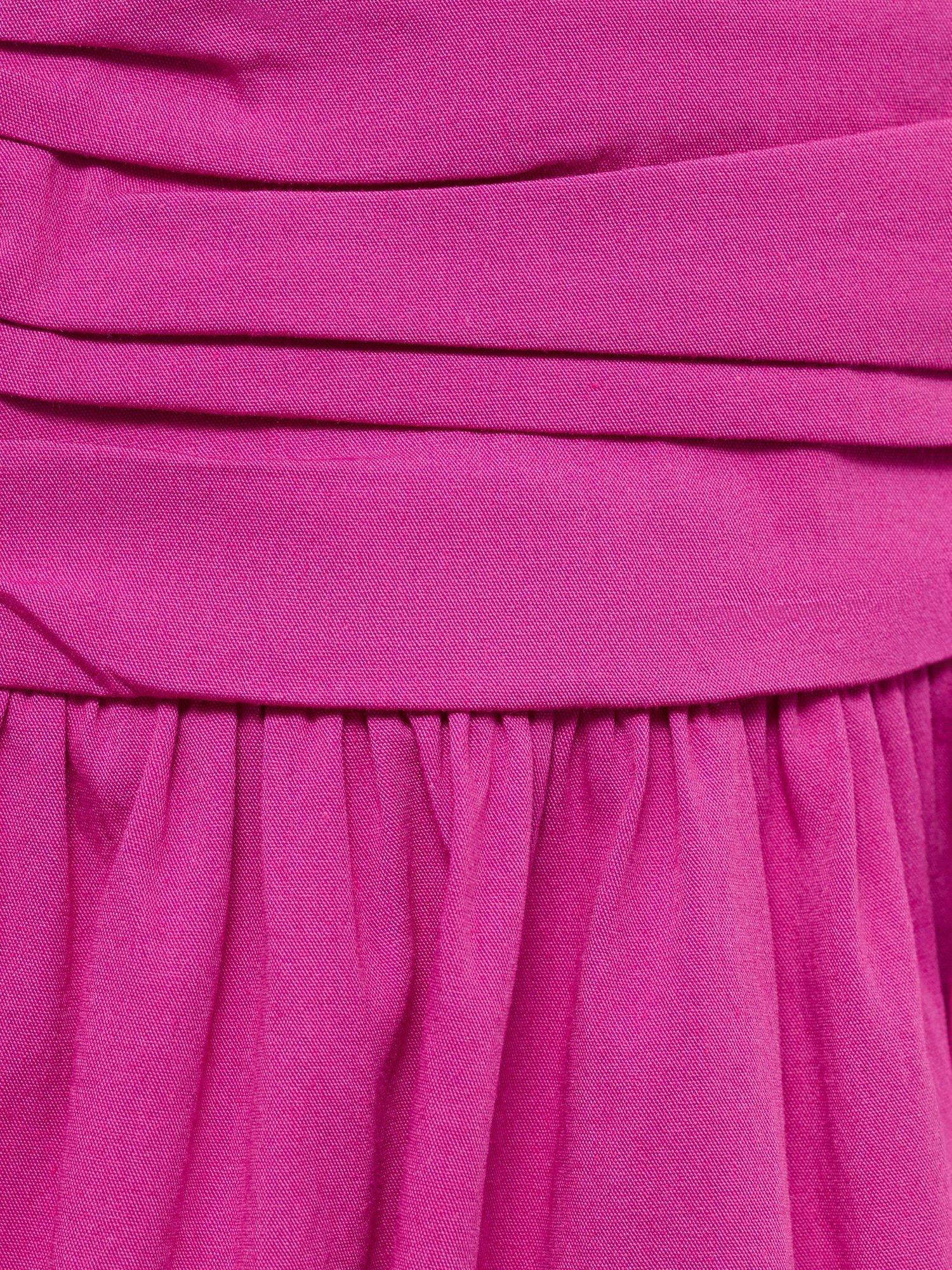 Product image 5 of 7, which shows Mango Wispa Gathered Side Strapless Midi Dress, Bright Pink, 10