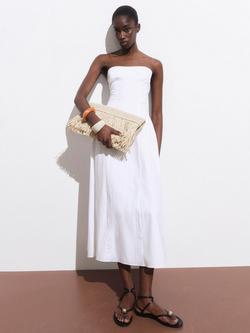 Mango Wispa Gathered Side Strapless Midi Dress, White - view 2, White