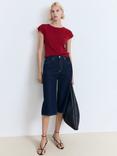 Mango Banana Cotton Blend Short Sleeved Fine Knit Sweater