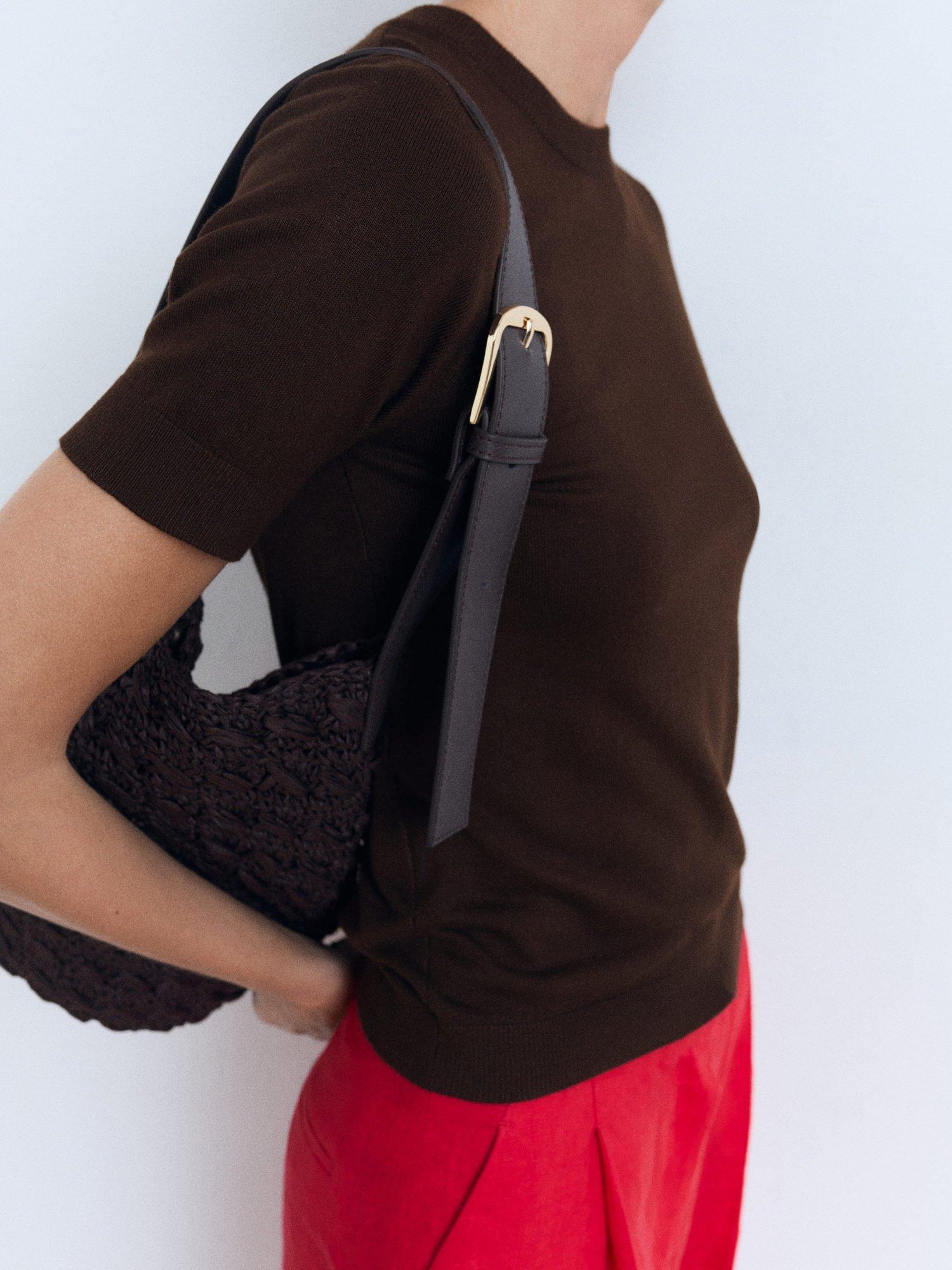 Product image 1 of 7, which shows Mango Basic Jumper, Dark Brown, L