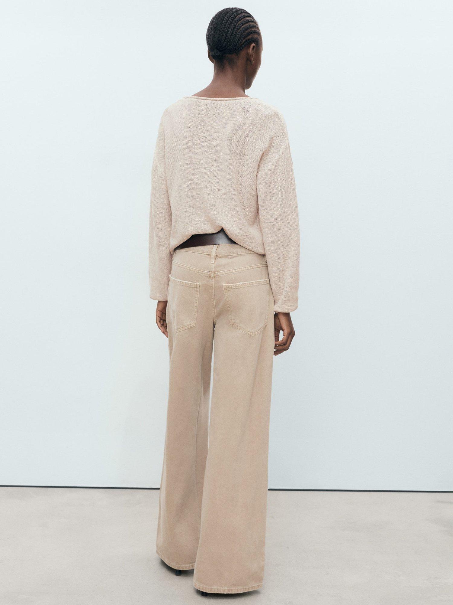 Product image 4 of 7, which shows Mango Faro Cotton Blend  V Neck Knit Sweater , Light Beige, L