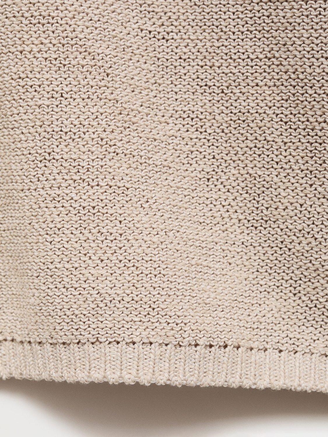 Product image 5 of 7, which shows Mango Faro Cotton Blend  V Neck Knit Sweater , Light Beige, L