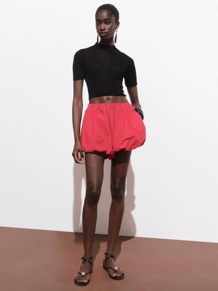 Mango Paula Knitted Cropped High Neck Sweater - view 2, Black