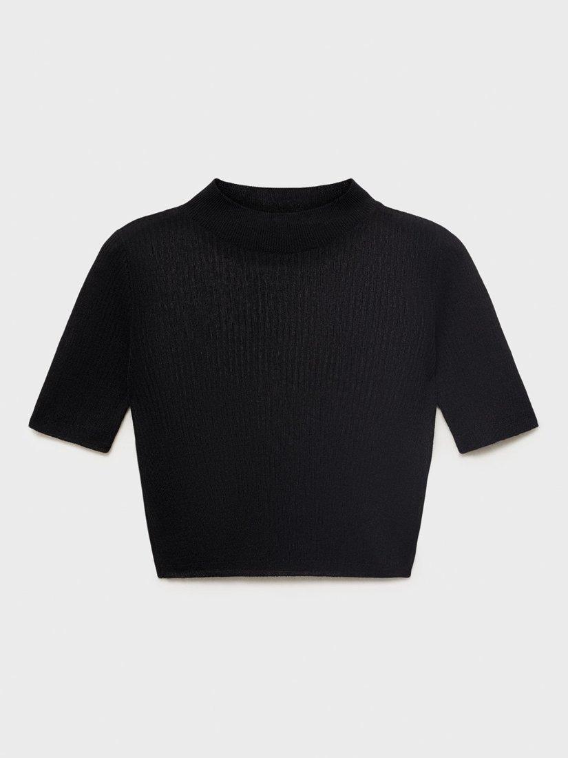 Product image 3 of 7, which shows Mango Paula Knitted Cropped High Neck Sweater , Black, L