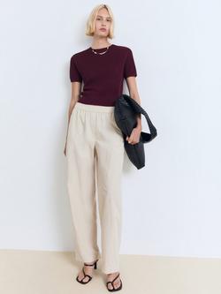 Mango Romeo Short Sleeve Crop Jumper, Dark Red - view 2, Dark Red