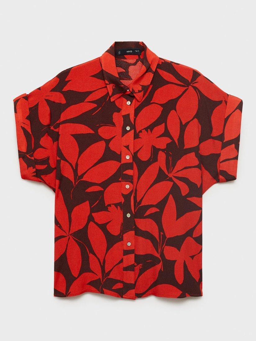 Product image 3 of 9, which shows Mango Ibiza Leaf Print Shirt, Red, 10