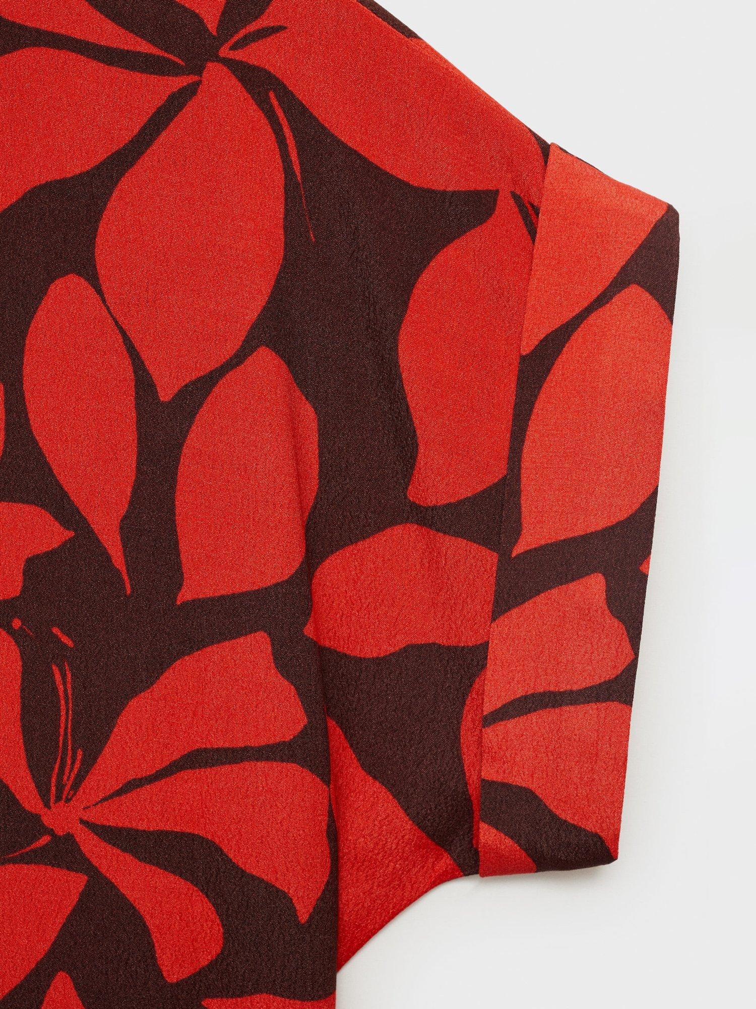 Product image 5 of 9, which shows Mango Ibiza Leaf Print Shirt, Red, 10