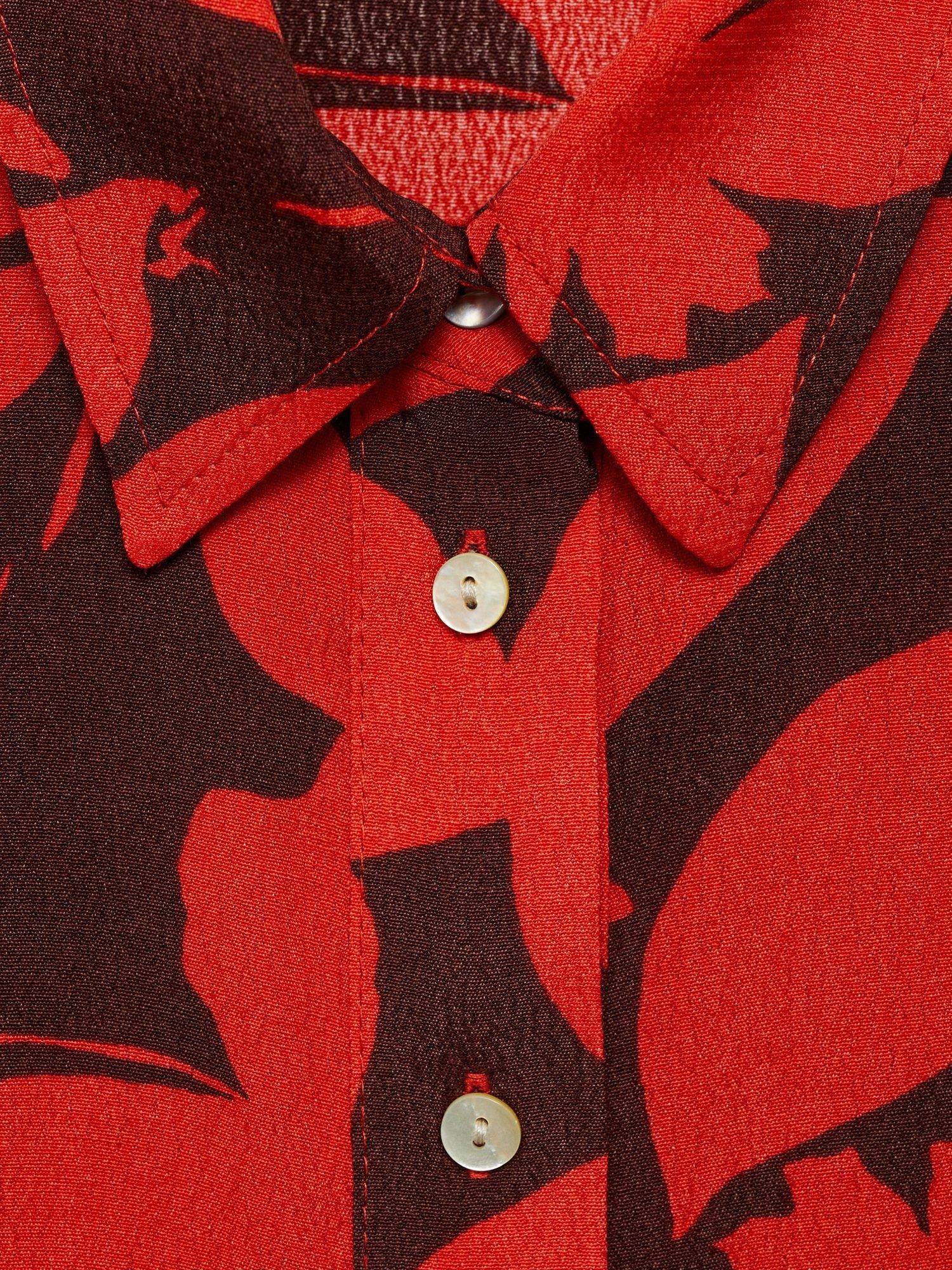 Product image 9 of 9, which shows Mango Ibiza Leaf Print Shirt, Red, 10