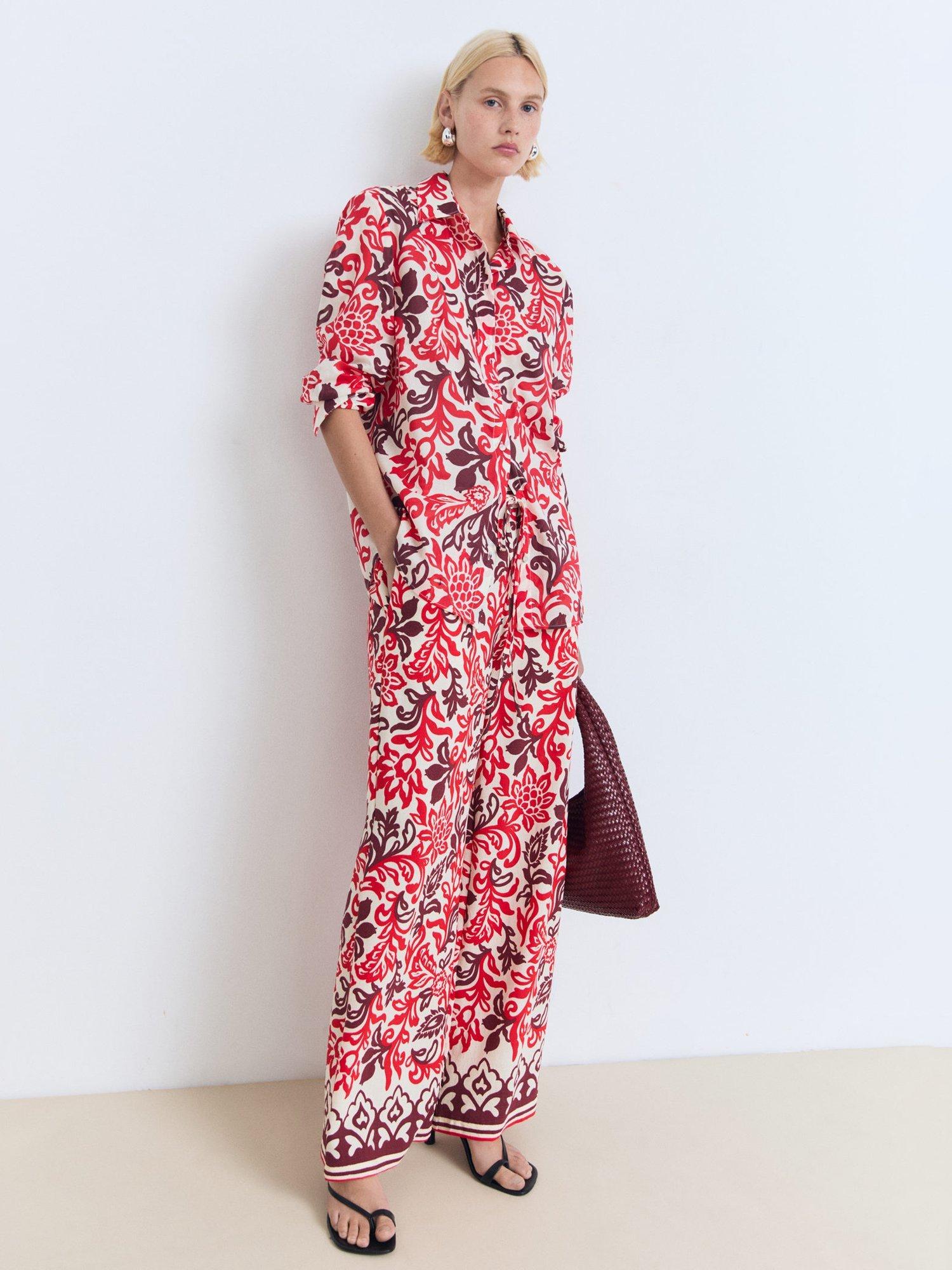 Product image 2 of 8, which shows Mango Julia Floral Print Cotton Shirt, Pink/Multi, 10