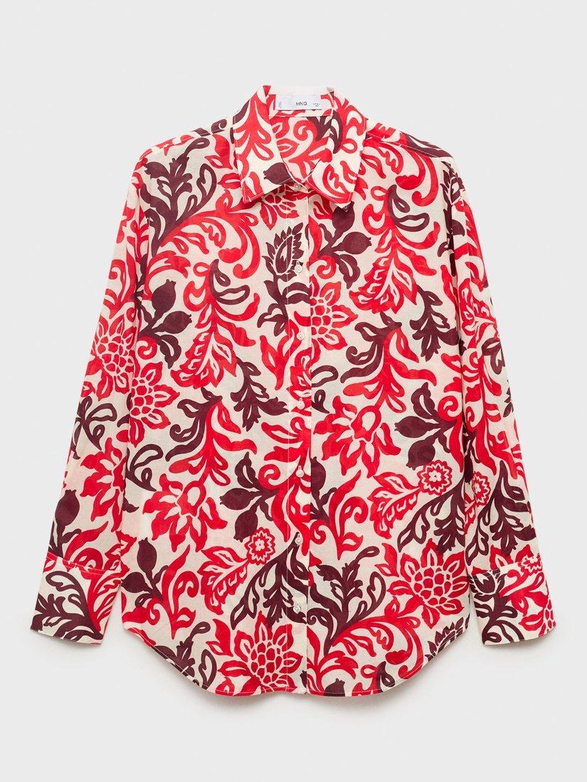 Product image 3 of 8, which shows Mango Julia Floral Print Cotton Shirt, Pink/Multi, 10