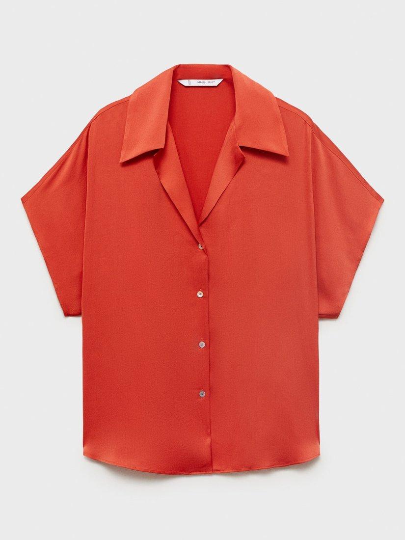 Product image 3 of 9, which shows Mango Sassa Fluid Short Sleeve Shirt, Red, 6