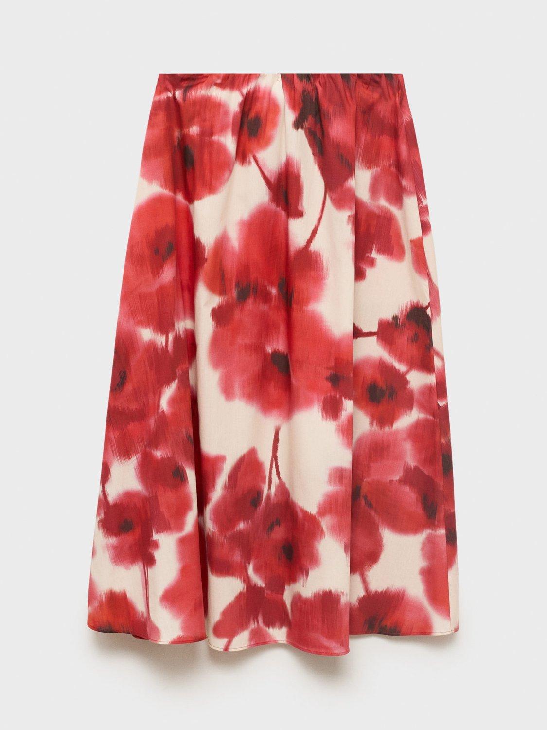 Product image 3 of 8, which shows Mango Aquare Abstract Floral Skirt, Beige/Multi, L