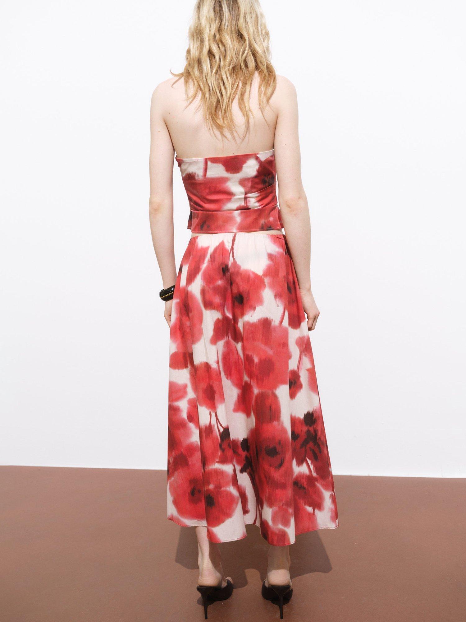 Product image 4 of 8, which shows Mango Aquare Abstract Floral Skirt, Beige/Multi, L