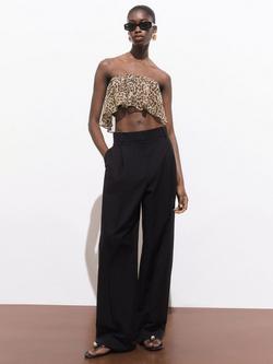 Mango Laure Animal Print Ruffle Bandeau Top, Brown - view 2, Brown