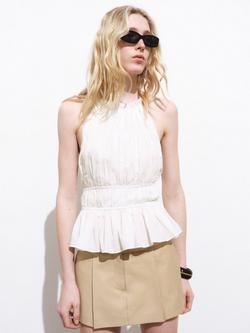 Mango Livia Ruched Halterneck Top, White, White