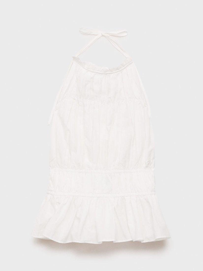Product image 3 of 8, which shows Mango Livia Ruched Halterneck Top, White, L