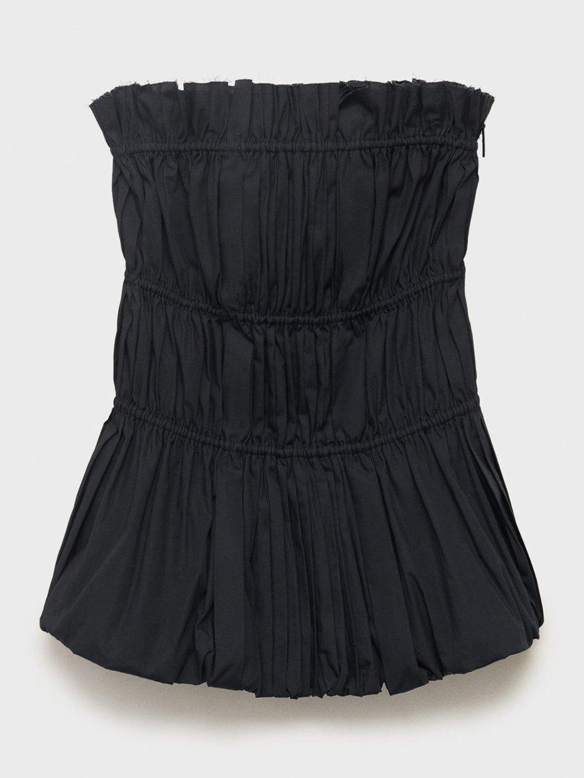 Product image 3 of 8, which shows Mango Luna Ruched Strapless Top, Black, L