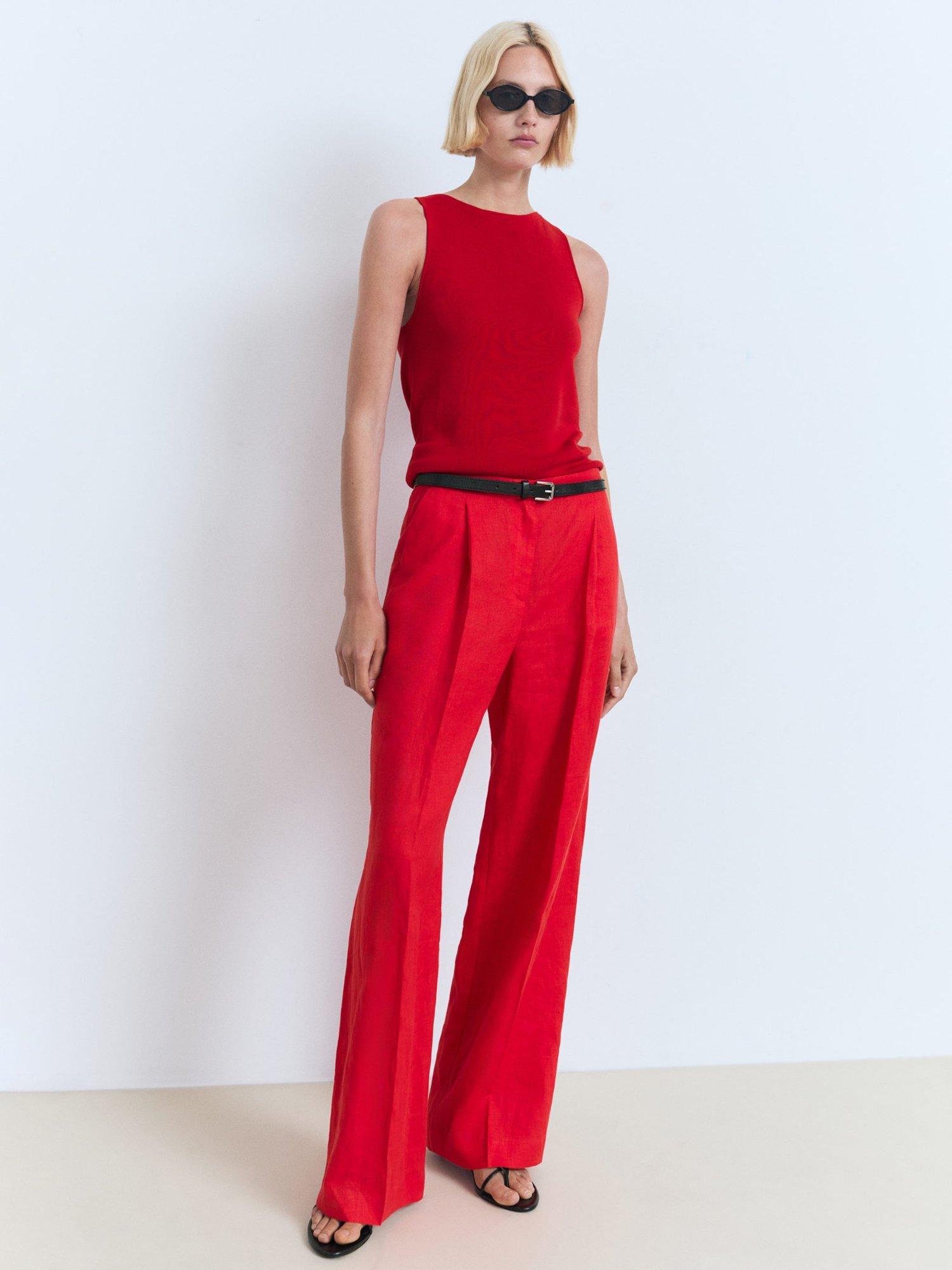 Product image 2 of 6, which shows Mango Suenyo Fine Knit Sleeveless Top, Red, S