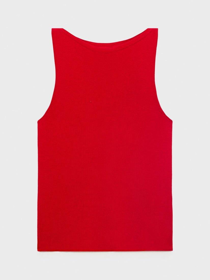 Product image 3 of 6, which shows Mango Suenyo Fine Knit Sleeveless Top, Red, S