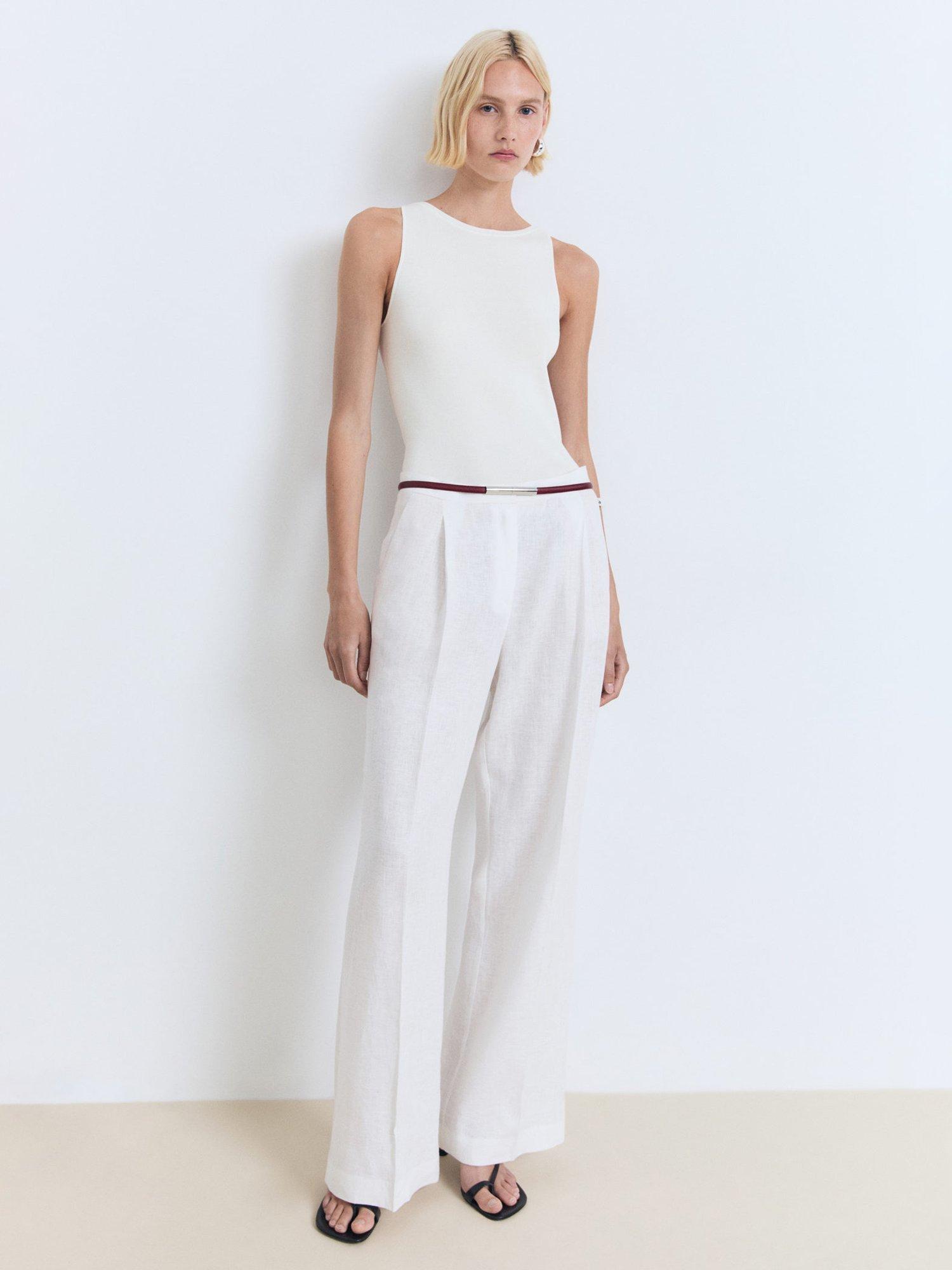 Product image 2 of 7, which shows Mango Suenyo Fine Knit Sleeveless Top, Natural White, XXS