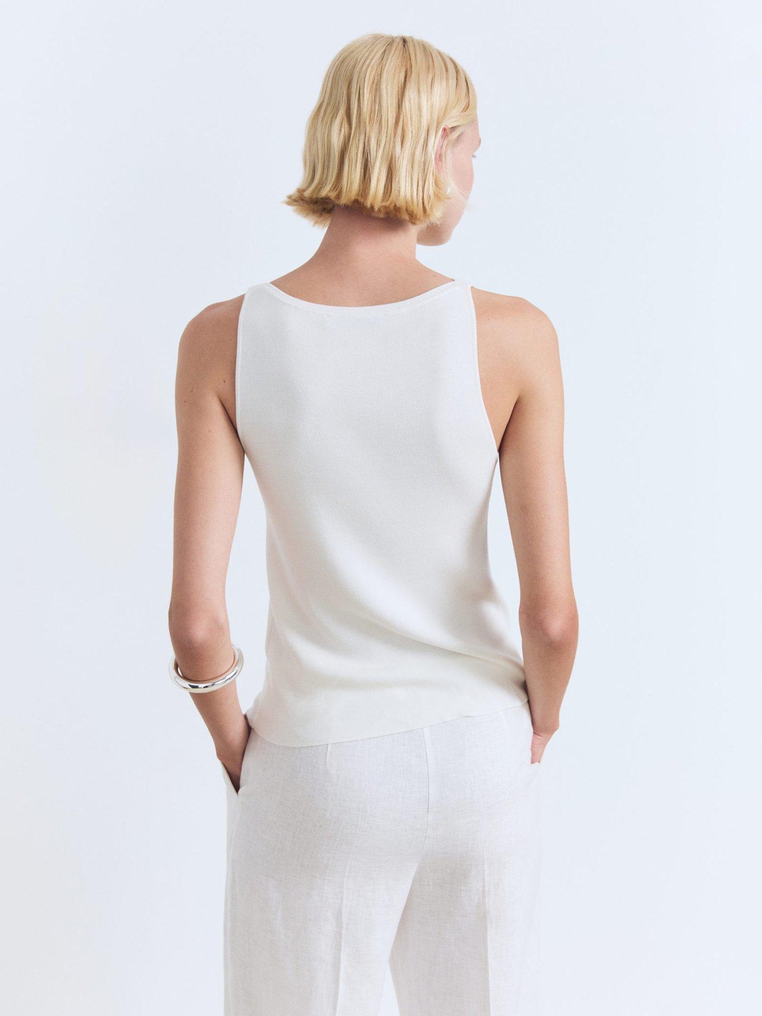 Product image 4 of 7, which shows Mango Suenyo Fine Knit Sleeveless Top, Natural White, XXS
