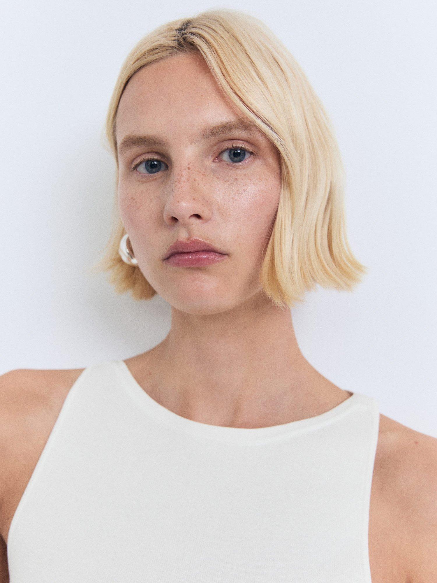Product image 6 of 7, which shows Mango Suenyo Fine Knit Sleeveless Top, Natural White, XXS